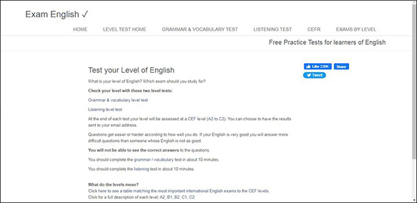 Bài test trình độ tiếng Anh theo khung CEF