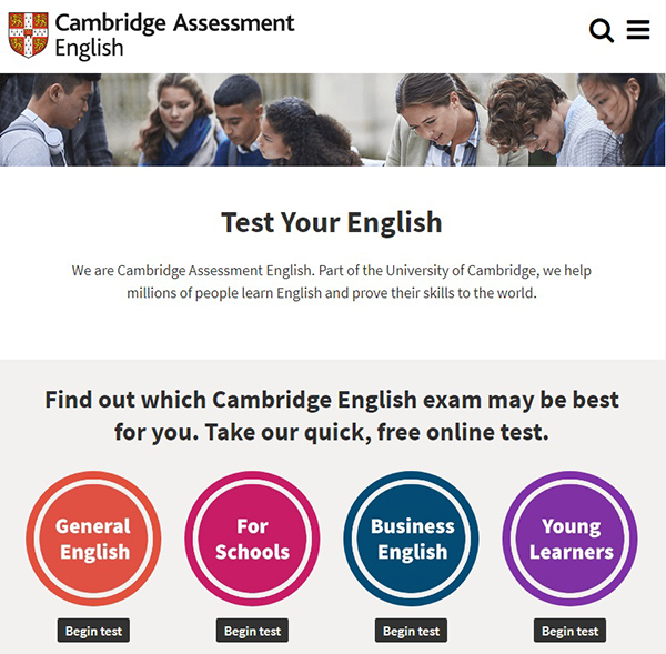 Trang web test trình độ tiếng Anh