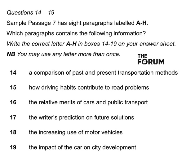 Dạng bài Matching Paragraph Information Questions